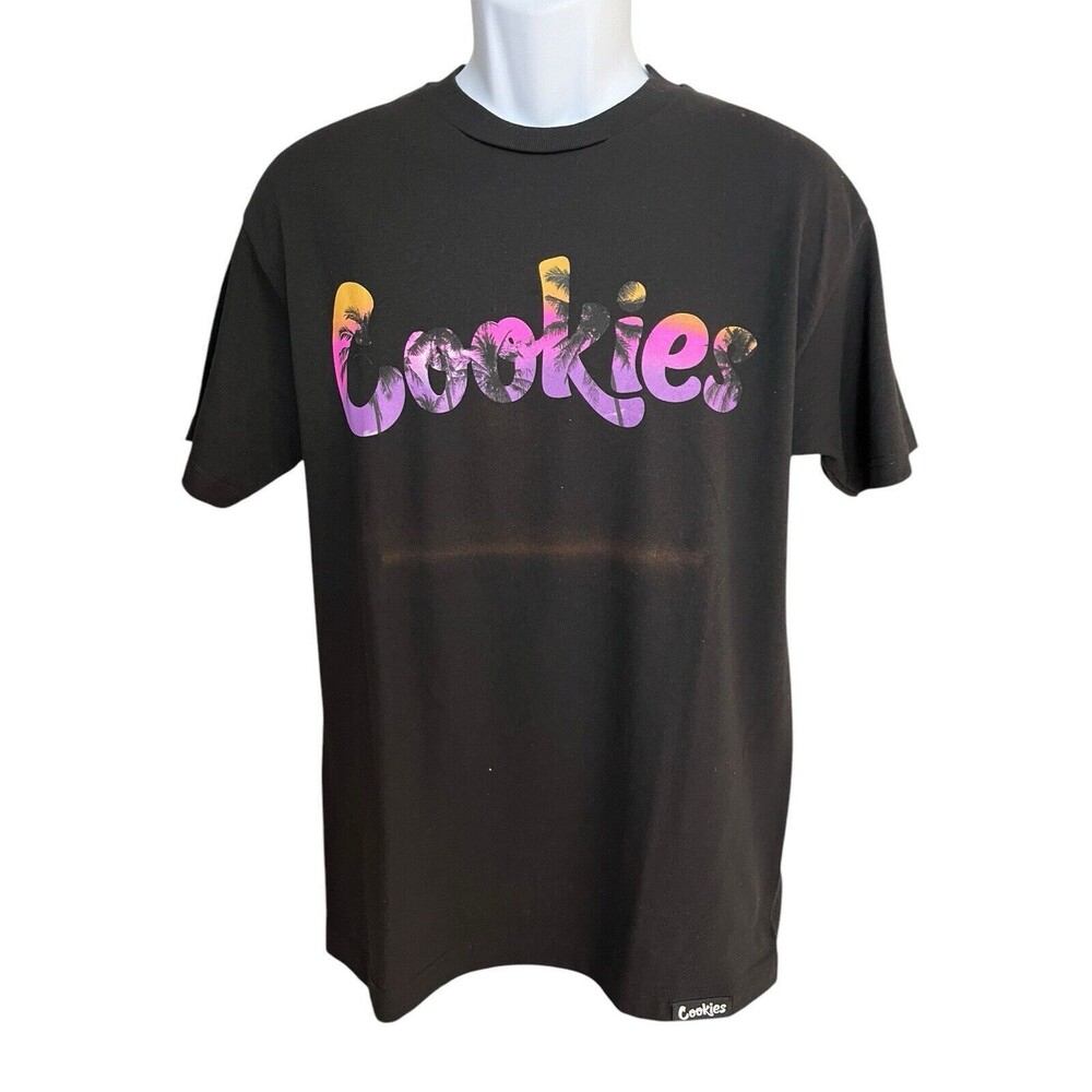 NWT Cookies men's S black graphic t shirt logo palm trees